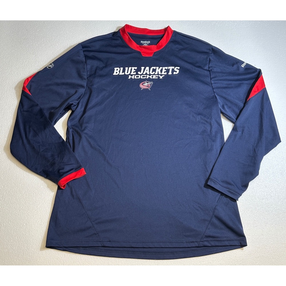Reebok Columbus Blue Jackets Hockey‎ Long Sleeve Shirt Mens Large Play Dry NHL